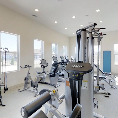 a gym with exercise equipment